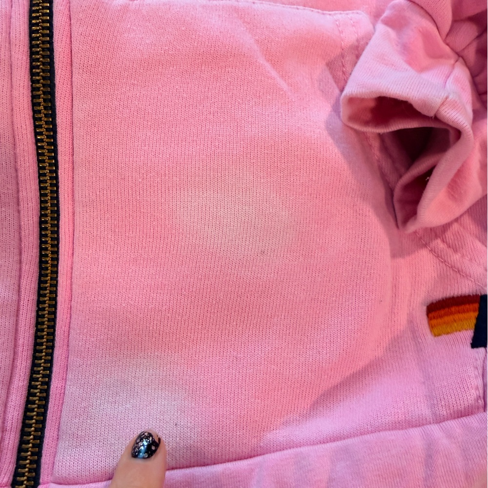 Pink aviator nation Hoodie with Rainbow Stripes - Picture 5 of 7